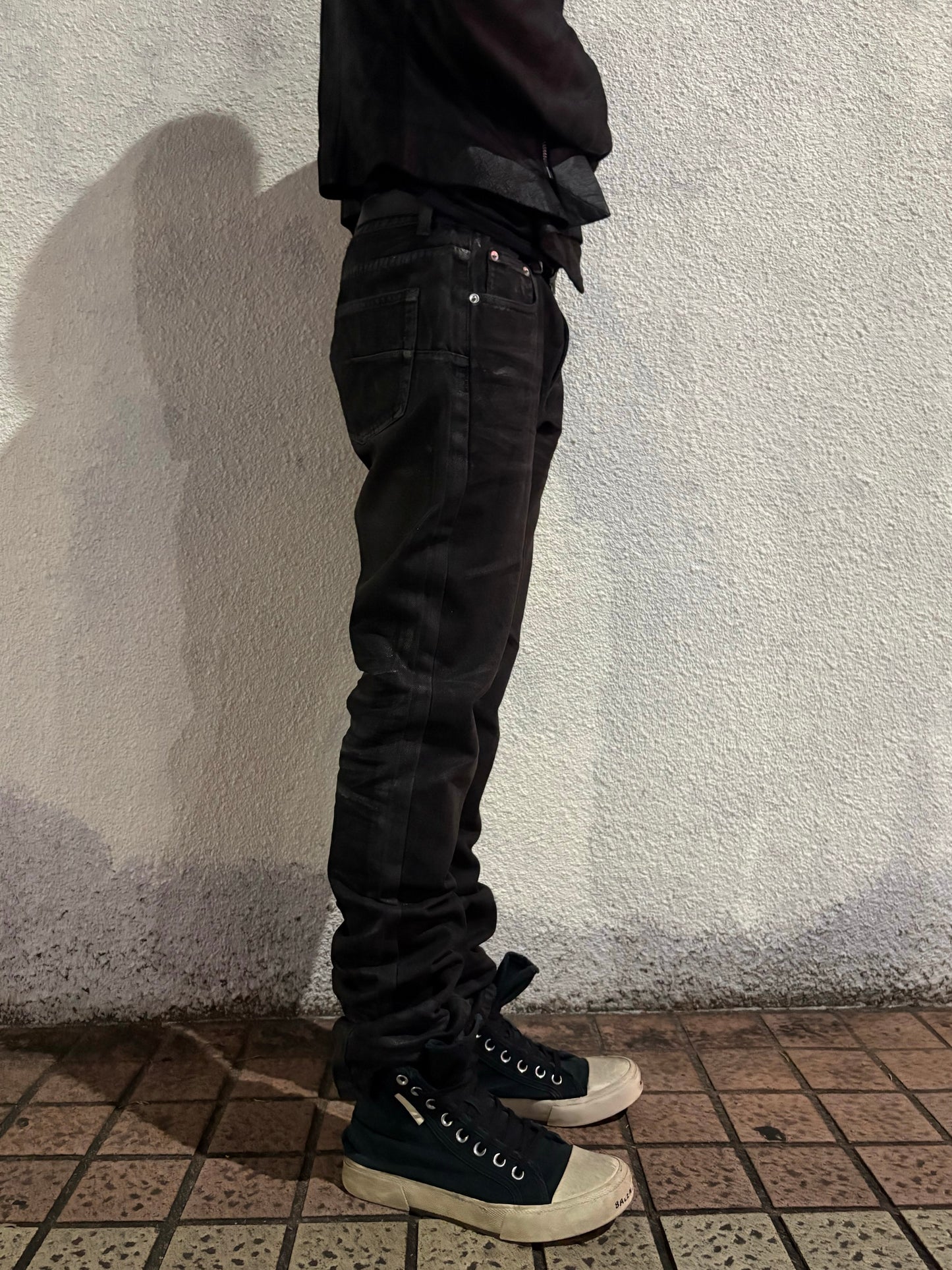 Faded Black Waxed Denim