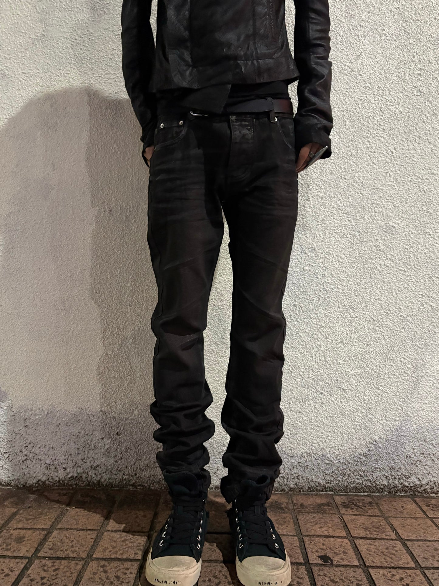 Faded Black Waxed Denim
